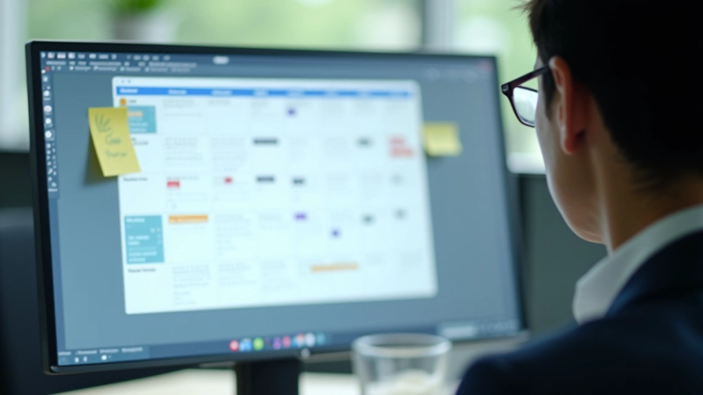 Laptop showing overloaded calendar with back-to-back meetings and potential scheduling conflicts
