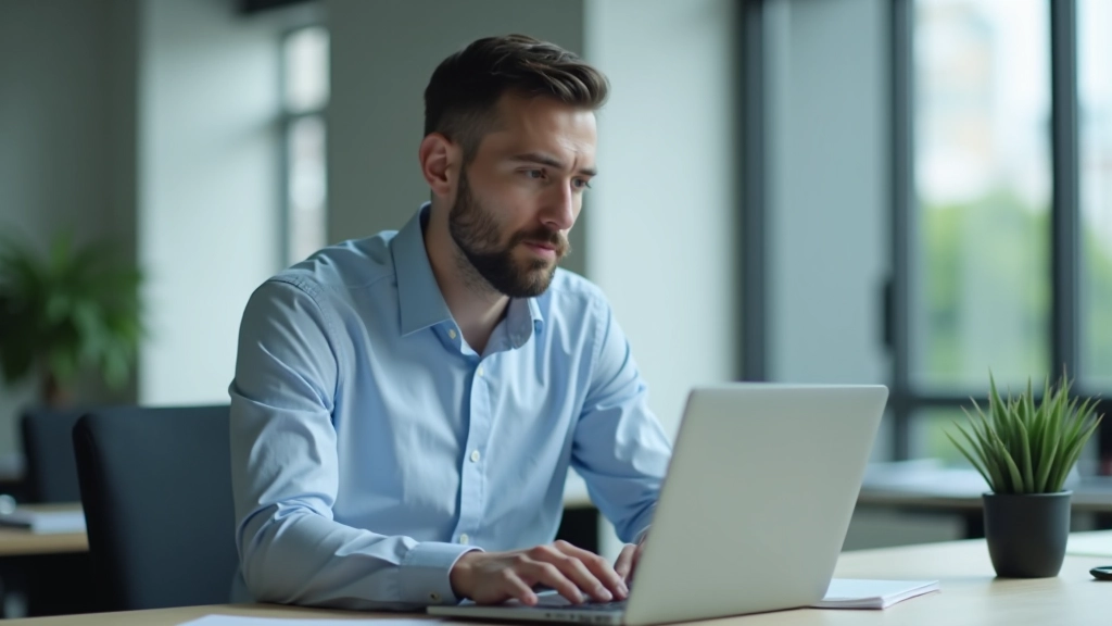 Person working through challenges at laptop, problem-solving mindset, determined focus