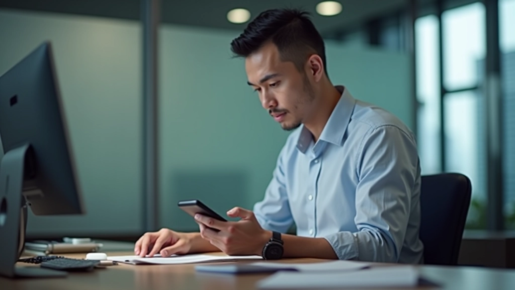 Professional at desk with phone set to do not disturb mode, clear separation between work and personal time